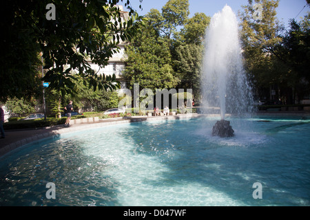 Mittelgang entlang der Avenida Amsterdam mit Brunnen in Condesa - Mexiko-Stadt DF Stockfoto