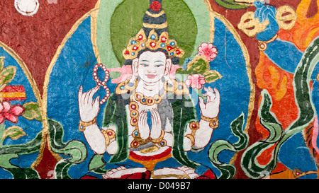 Tibet-Bodhisattva Malerei auf die Tempelmauer Stockfoto