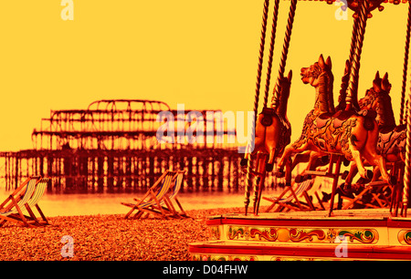 Karussell am Strand von Brighton, Brighton, East Sussex, Großbritannien. Stockfoto