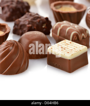 Schokolade Bonbons Sortiment, Close Up Stockfoto