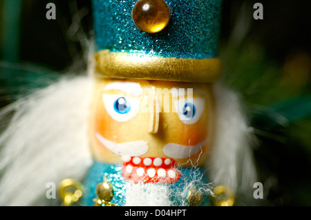 Nahaufnahme von Nut Cracker Weihnachtsbaum ornament Stockfoto