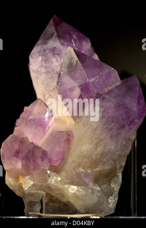 Kristalle von Amethyst, eine Vielzahl von Quarz SiO2. Stockfoto