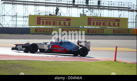 Verfolgen Sie Brite Jenson Button im Übungsbeispiel für die United States Grand Prix Circuit of the Americas in Austin TX Stockfoto