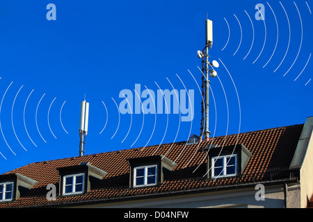 Mobilen Antennen mit Strahlung Stockfoto
