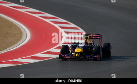 Deutschen Fahrer Sebastian Vettel von Red Bull Racing während des Trainings für die Formel 1 United States Grand Prix am Circuit of the Americas Stockfoto
