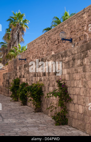 Eine schmale Straße im historischen Jaffa, Israel Stockfoto