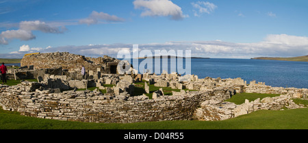 Broch von Gurness ist ein Broch Eisenzeitdorf auf der nordwestlichen Küste von Festland Orkney in Schottland. Stockfoto