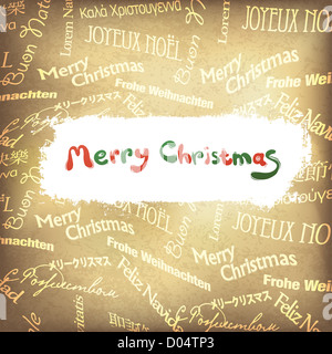 Retro-Weihnachtsgrüße in verschiedenen Sprachen Stockfoto