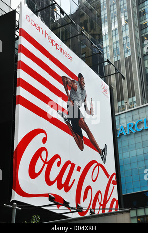 Coca Cola Werbung in New York City, USA Stockfoto