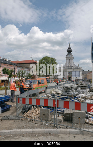 Komplette Renovierung von John Paul II Platz in Wadowice, Polen. Stockfoto