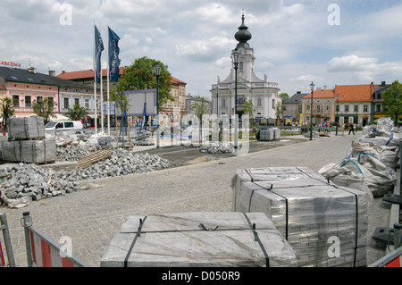 Komplette Renovierung von John Paul II Platz in Wadowice, Polen. Stockfoto