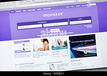 Monster.com Website - Job-Suchmaschine Stockfoto