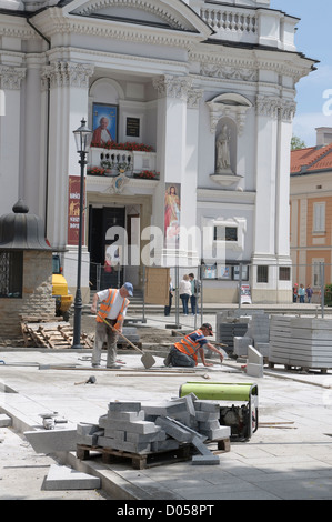 Komplette Renovierung von John Paul II Platz in Wadowice, Polen. Stockfoto