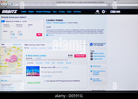 Orbitz Website - Online-Reiseunternehmen Stockfoto