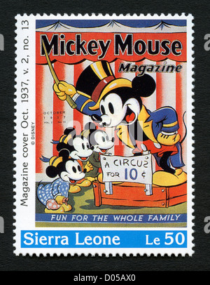 Sierra Leone-Briefmarke mit Disney-Cartoon-Figur Stockfoto