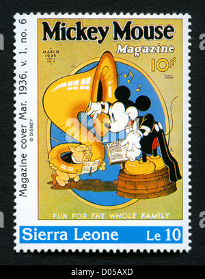 Sierra Leone-Briefmarke mit Disney-Cartoon-Figur Stockfoto