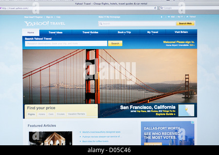 Yahoo-Reise-Website - Online-Reise-Informationen Stockfoto