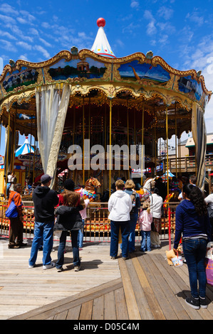 San Francisco - Fishermans Wharf, Pier 39. Karussell. Stockfoto