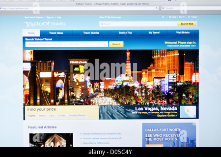 Yahoo-Reise-Website - Online-Reise-Informationen Stockfoto