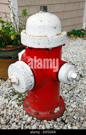 Rote und weiße Hydranten, Provincetown, Cape Cod, Massachusetts, Amerika Stockfoto