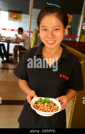 Shanghai China, Oriental, Yangpu District, Siping Road, Restaurant Restaurants Essen Essen Essen Café Cafés, Mandarin, hanzi, Zeichen, Symbole, asiatische Frau weiblich Stockfoto