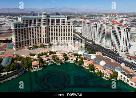 Das Bellagio Hotel und Hotel Caesars Palace, Las Vegas Stockfoto