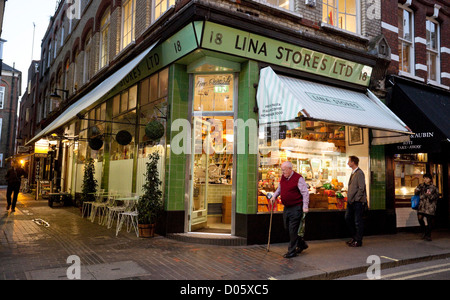 Lina Stores Ltd, die italienische Feinkost, Brewer Street, Soho, London, England, UK. Stockfoto