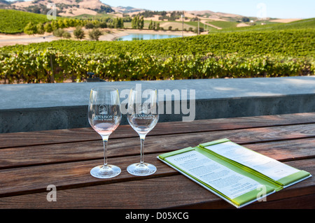 Schöne Aussicht auf Cuvaison Winery und Weingut in Napa Valley. Stockfoto