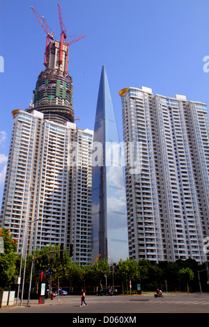 Shanghai China, chinesisches Pudong Xin Quinn Lujiazui Finanzviertel, Dongchang Road, Shanghai Tower, unter neuem Baustellenbauer, Zhongli Stockfoto