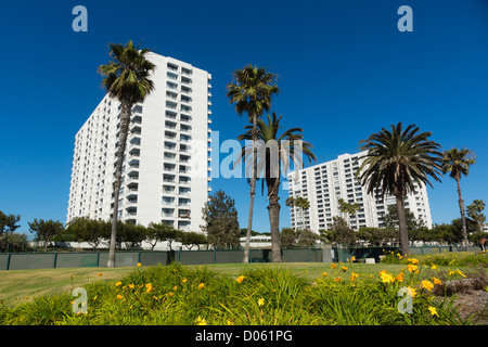 Santa Monica, Los Angeles Oceanside Resort - Apartment Block Entwicklung. Die Küste und Meer Kolonie Blöcke. Stockfoto