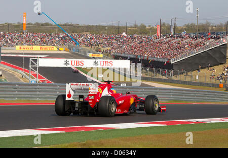 Spanische Fahrer Fernando Alonso im Ferrari auf der Rennstrecke von Amerika während des Formel 1 United States Grand Prix in Austin Stockfoto