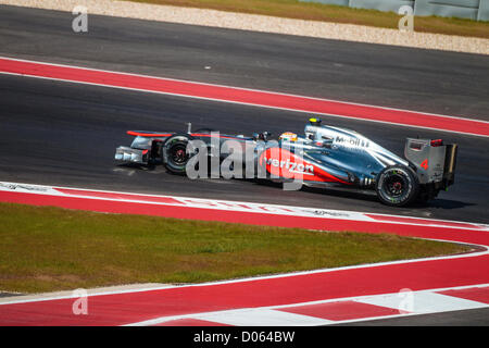 Austin, Texas, USA. 18. November 2012. F1 Circuit of the Americas 18. November 2012. Austin, Texas. Formel 1 Runde 19. Hamilton, Maclaren, Stockfoto