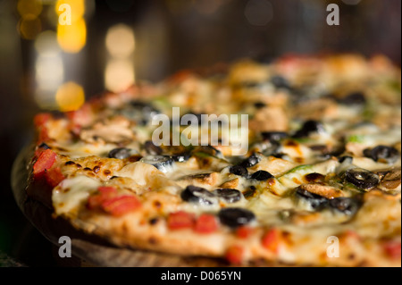 Olivenöl und Pfeffer Pizza Stockfoto