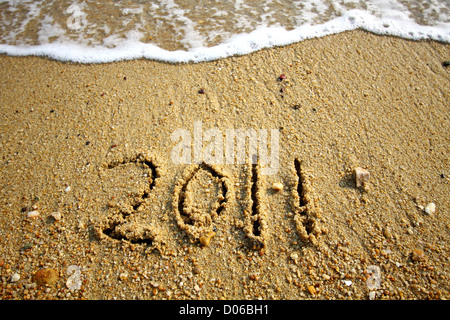 geschrieben am Sand 2011 Stockfoto