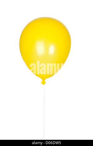 Gelber Ballon aufgeblasen isolierten auf weißen Hintergrund Stockfoto