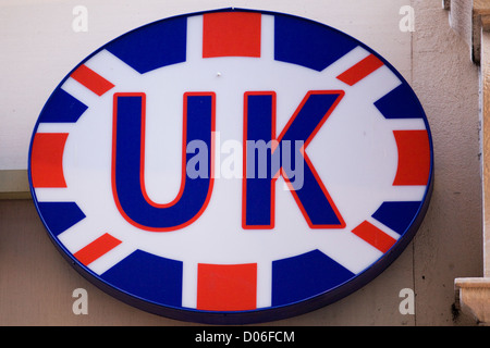 UK ovale Schild mit Union Jack Stockfoto