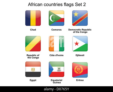Knöpfe mit afrikanischen Länder Flaggen set 2 Stockfoto