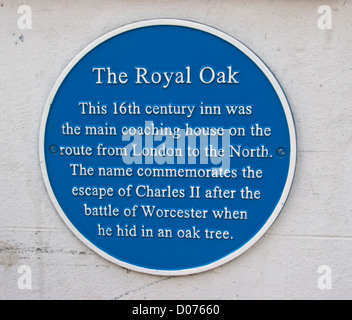 Die Royal Oak Coaching Inn Plaque Tenbury Wells Worcestershire England UK Stockfoto