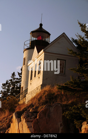 Bass Harbor Head Leuchtturm im späten Nachmittag, Bass Harbor, Mount Desert Island, Maine, USA Stockfoto