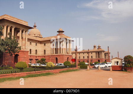 Sekretariat Gebäude, North Block, Neu-Delhi, Indien Stockfoto