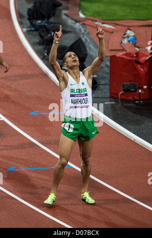 Taoufik Makhloufi (ALG) gold Medalist in 1500 m der Männer bei den Olympischen Sommerspielen 2012 in London Stockfoto