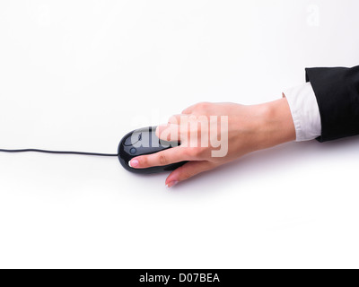Computer arbeiten ein-Klick-Management-Maus-hand Stockfoto