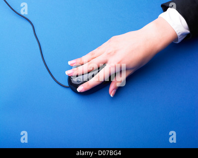Computer arbeiten ein-Klick-Management-Maus-hand Stockfoto