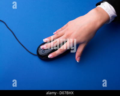 Computer arbeiten ein-Klick-Management-Maus-hand Stockfoto