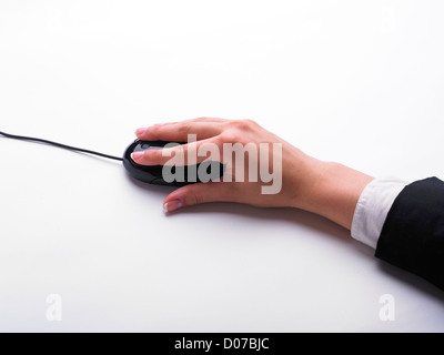 Computer arbeiten ein-Klick-Management-Maus-hand Stockfoto