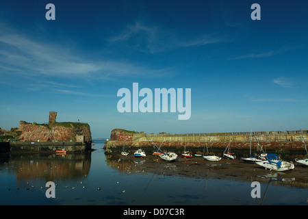 Dunbar Harbour und Dunbar Castle, Dunbar, East Lothian Stockfoto