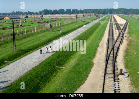 Die Gleise im KZ Auschwitz-Birkenau, verließen die Frauen Camp Stockfoto