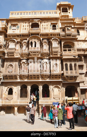 Patuwa Ki Haveli in Jaisalmer, Rajasthan, Indien. Stockfoto