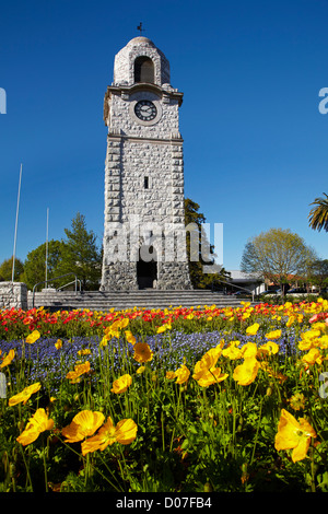 Memorial Clock Tower, Seymour Square, Blenheim, Marlborough, Südinsel, Neuseeland Stockfoto