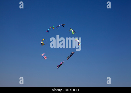 WA, Long Beach, internationalen Drachenfestival, Quad Linie Lenkdrachen Stockfoto